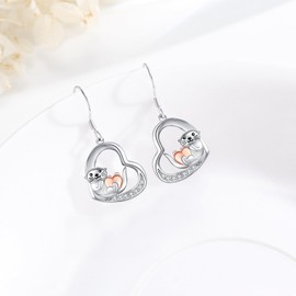 StoryEtain Otter Earrings 925 Sterling Silver Heart Sea Otter Dangle Drop Earrings Otter Gifts for Girls Women Otter Lover