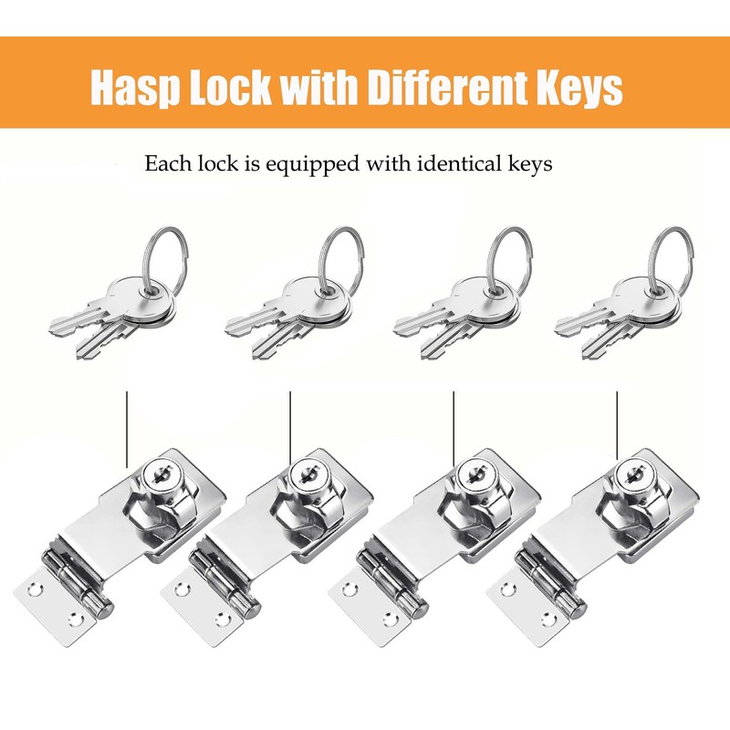 ZiYuya Padlock Hasp Right Angle 90 Degrees Safety Hasp Lock
