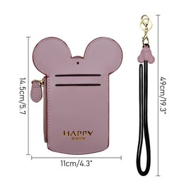 BUUFAN Chic Cute Travel PU Leather Student ID Card Holder Lanyard Neck Pouch Bag With Coin Wallet Purse for Students Women Kids Teens Girls (Purple)