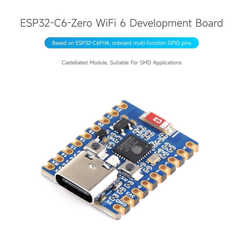 Waveshare ESP32-C6-Zero (2 PCS), ESP32-C6 Mini Development Board, Based on