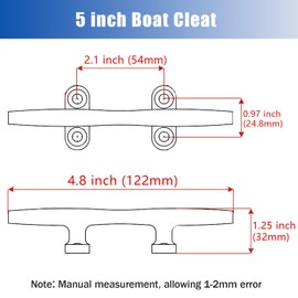 METRAXION Boat Cleat,2 Pack 5 inch Marine Grade 316 Stainless Steel Open Base Dock Cleat Rope Cleat with Fasteners for Kayaks, Nautical Decor