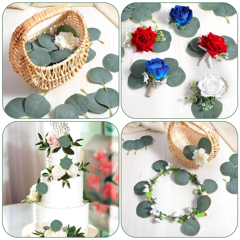 CIATBYYJ 300Pcs Eucalyptus Stems Artificial Eucalyptus Leaves Faux Eucalyptus Stems