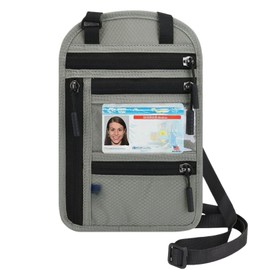 ROSSRORE RFID Blocking Neck Wallet - XL Concealable Travel Passport Holder, Anti-Theft Under Clothes Pouch for Money, Cards & Documents (XL Light Gray, Cruise/Euro Trip Ready)