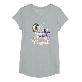 74 Years of Being Magical Birthday Gift for Seniors T-Shirt, Girls, Heather Grey
