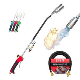 Sunlight® Propane Torch Weed Burner with 13 ft Hose, Adjustable 2,200,000 BTU Self Igniting Flamethrower, Heavy Duty Turbo Blow Torch For Garden, Wood, Melting Ice, Snow, Stumps, Grilling | Red