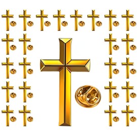 CINFAC 25/50/100pcs small metal golden Religious Christian Cross brooch pin enamel Chaplain Cross lapel pins funeral Church prayer bulk (200)