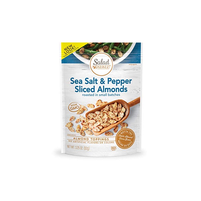 Salad Pizazz Sliced Almonds, Sea Salt Cracked Pepper, Non-GMO, All-Natural,