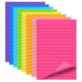 8Pcs Notas Adhesivas con Rayas, 320 Pestañas de Notas Autoadhesivas de 8 Varios Colores, 10x15cm Handy Separador De Libros para Páginas o Marcadores de Libros, Notas de Lectura, Archivos Clasificados
