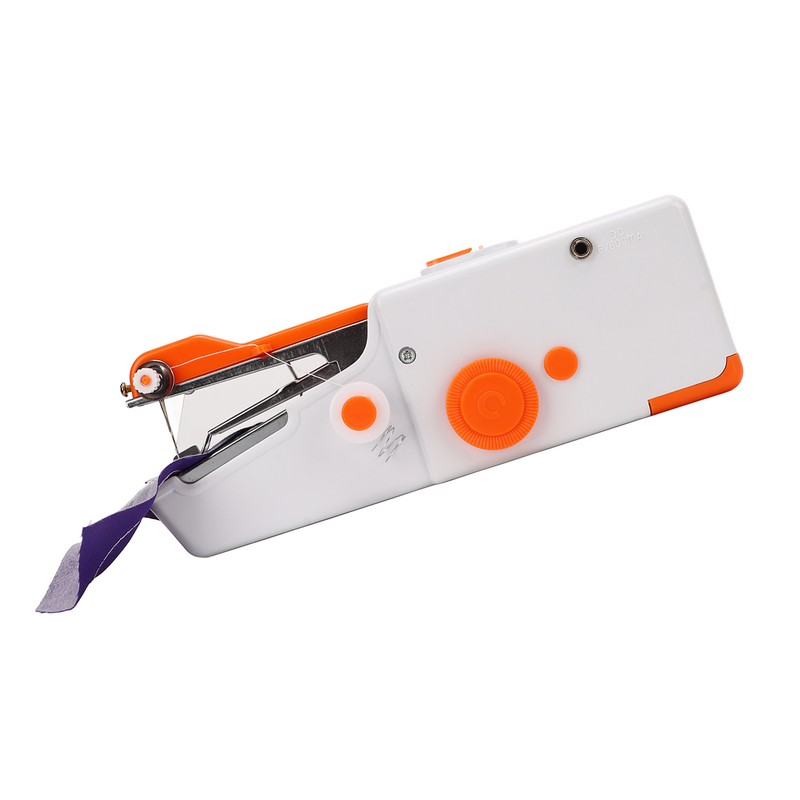 Handheld Sewing Machine Orange Portable Mini DIY Ergonomic Handle Electric