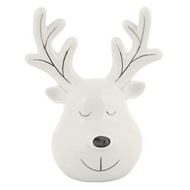 Mr Crimbo White Rudolph Reindeer Head Christmas Ornament Novelty Ceramic Decoration 20cm