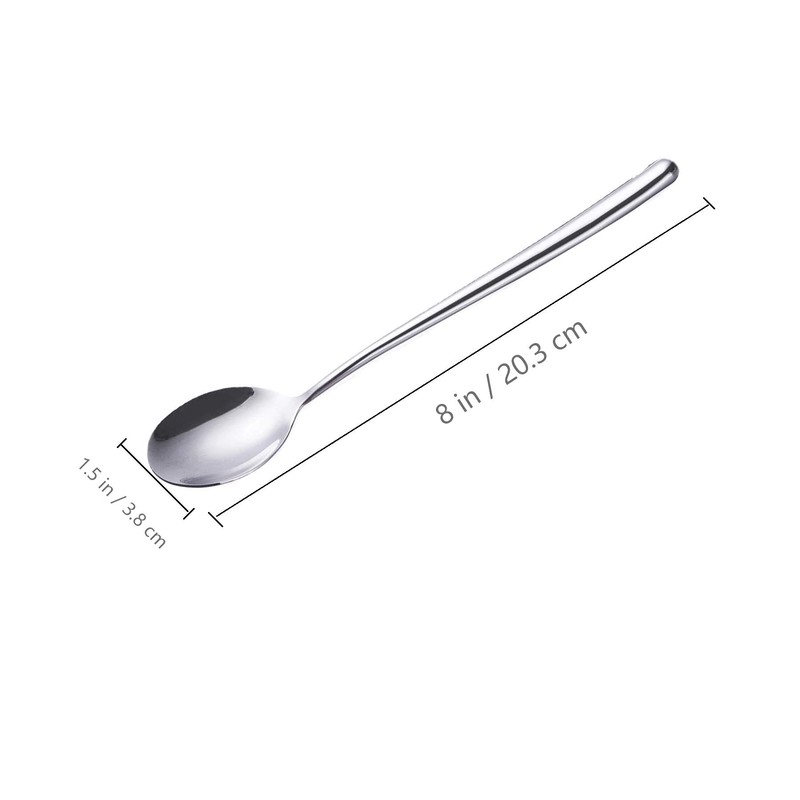 Korean long Handled soup spoon, Pack of 5,Bar Spoons Long,Silver,Set