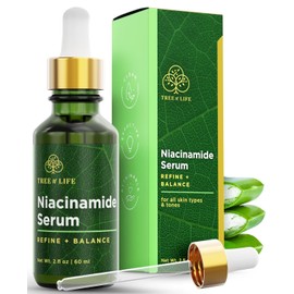 Tree of Life Beauty Niacinamide Vitamin B3 Serum, Hydrating Face Oil for Dark and Age Spots, Tightens Pores, Facial Serums for Sensitive Skin Care with Hyaluronic Acid and Vitamin E, 2 Fl Oz