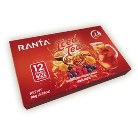 Ranta Assorted Flavored Iced Tea Bags, Fruit Tea Sampler, Berry Fusion, Passion & Mango, Lemon Breeze, Flavored Black Iced Tea, 12 Family Sized (Pitcher) Tea Bags