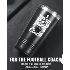 Football Coach Gifts, This Guy Is An Awesome Football Coach, Onebttl 20 oz Stainless Steel Travel Tumbler with Lid & Straw, Black