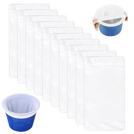 SNONESIY Pack of 10 pool skimmer socks, white filter socks, strainer, skimmer filter net, filter skimmer pool, reusable, for removing pool leaves, foam, insects and small particles