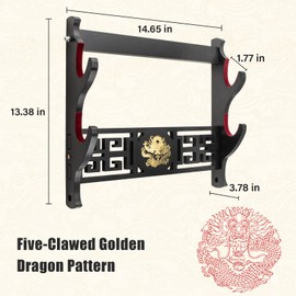 Ekkhysis Loong Sword Wall Mount 2-Tier Velvet Padded Hook Katana Holder Display Hanger for Tanto Samurai Sword,Rapier Lightsaber,Cosplay Blade Tanjirou Demon Slayer Weapon Stand