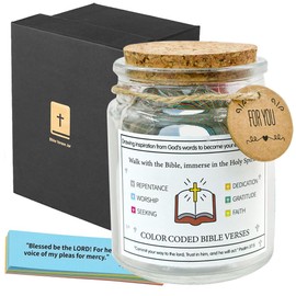 CBAXEAXM Bible Verse Jar, Walk With the Bible for Faith & Inspiration Encouraging Bible Jar Gift for Anxiety, Stress Relief, Prayer, Baptism, Christmas & Religious Holidays for Teen Women Men Friends