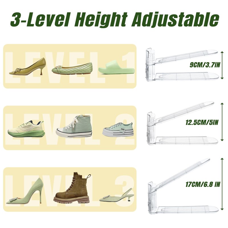 MOOKNAT Clear Shoe Slot Organizer, 24 Pack Adjustable Shoe Slots