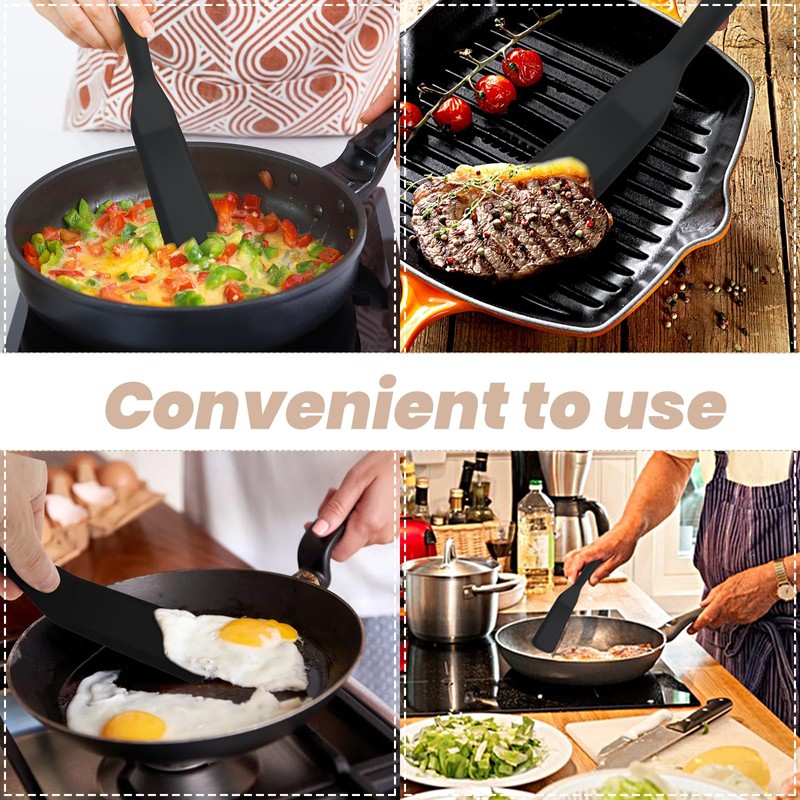 Nogeqi Silicone Turner Spatula, Heat-Resistant Long Flat Spatula, Non Stick