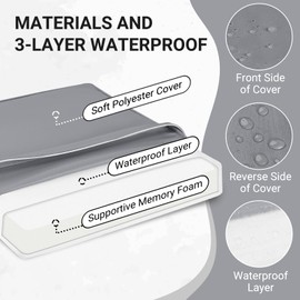 downluxe Waterproof Outdoor Chair Cushions Set of 4, 19" x 19" x 3" Patio Chair Cushion with Non-Slip Ties & Handle, Square Outdoor Cushion for Patio Furniture with Removable Cover, Light Grey