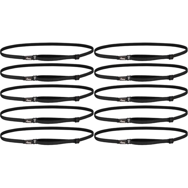 Hipsy Adjustable Elastic Headband for Women Black 10-Pack