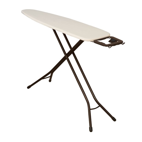Household Essentials Steel Top Long Ironing Board with Iron Rest | Natural Cover and Bronze Finish | 14" x 54" Iron Surface