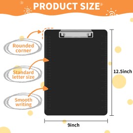 Black Clipboards, PANDRI 26 Pack Plastic Black Clipboards with Low Profile Clip 12.5 x 9 Standard Letter Size Clipboard for classrooms Office