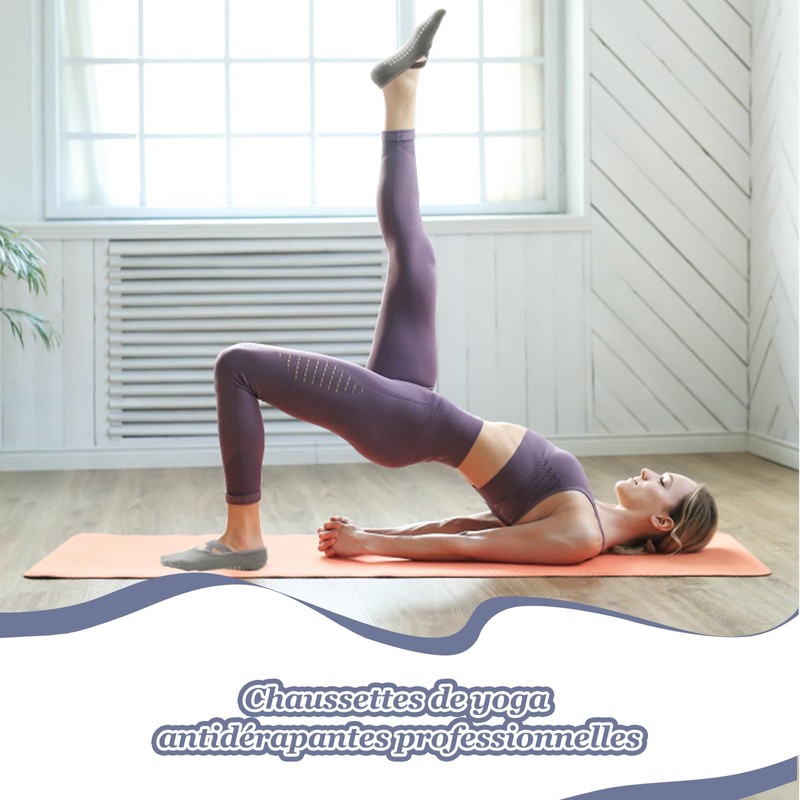 VEGCOO Women Non Slip Yoga Socks Black + Grey +