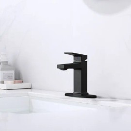 Matte Black Single Handle Basin Faucet for Bathroom & Laundry 1 3/16\" Holes 9/16\" Hoses Single Vanity Sink Faucet with DeckColor: as picture Color