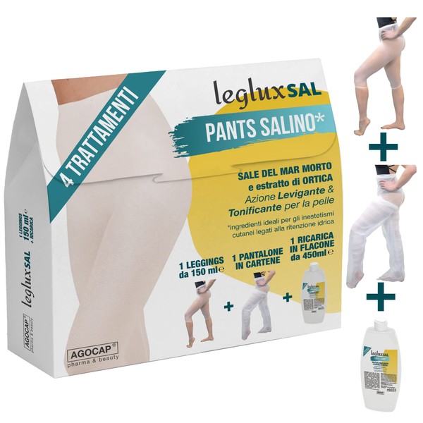 Drainage and Anti-Cellulite Pants with Salt from the Dead Sea 4 Treatments | Includes: one pant with 150ml drainage fluid, one 450ml refill pack, one reducing card pants.