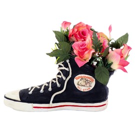 HomeStyles Medium 40011 Black High Top Sneaker Shoe Planter Statue 7" h Holds a 4" w Pot