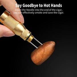 HAWAN Cigar Punch 4 in 1 Multitool Dual Size Punch with Draw Enhancer Cutter and Twin Nubber (Color:Silver)