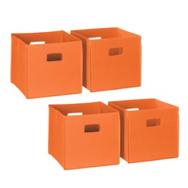RiverRidge Folding Storage Bins with Handles Orange Cube Storage Organizer for Closet, Bedroom & Playroom - Closet Organizers and Storage Set of 4