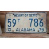 1979 ALABAMA LICENSE PLATE HEART OF DIXIE. VINTAGE AUTO TAG
