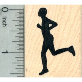 RubberHedgehog Running Man Rubber Stamp, Male Runner in Silhouette E30620 WM