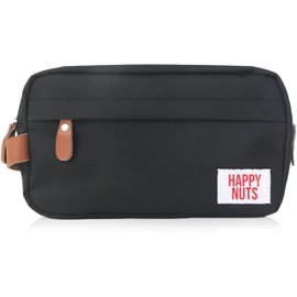 HAPPY NUTS Men's Toiletry Bag, Canvas Organizer Bag, TSA Approved (Black)