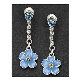 Equilibrium Blue Diamante Forget-Me-Not Dangle Silver Plated Earrings Boxed Gift
