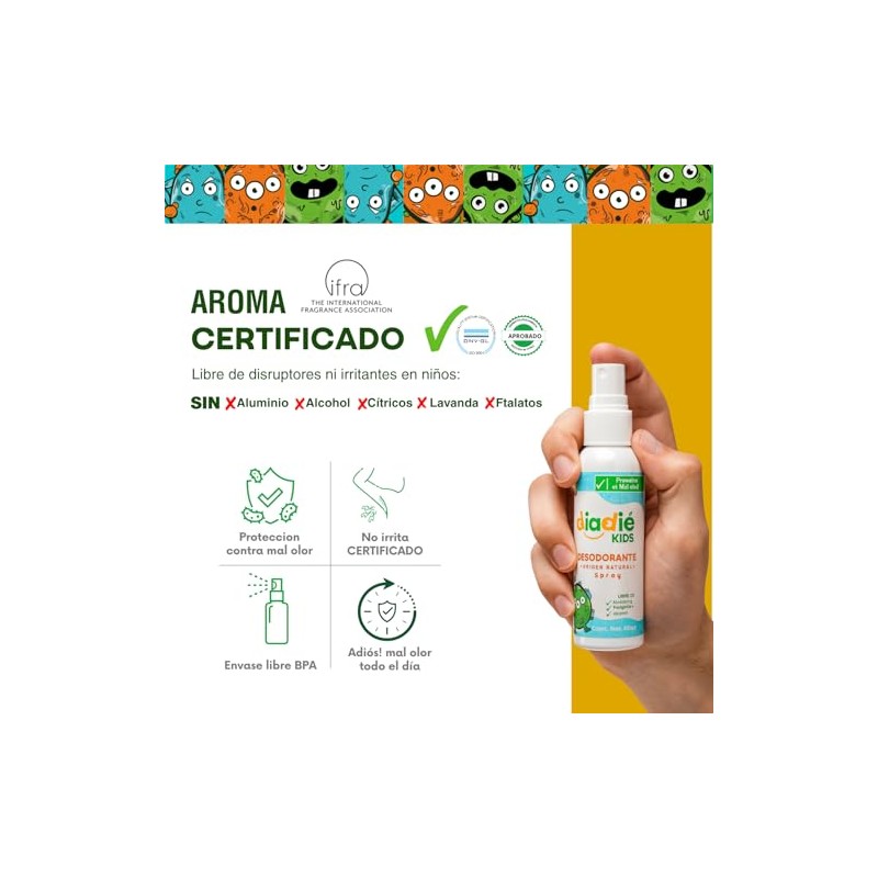 Diadie Kids Desodorante Natural Niños Atomizador Axilas Pies Pack