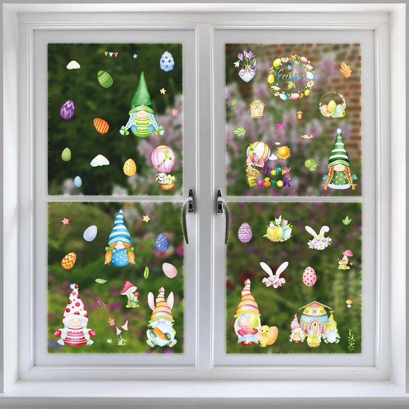 540 PCS Easter Decorations Window Clings, 9 Sheets Easter Window