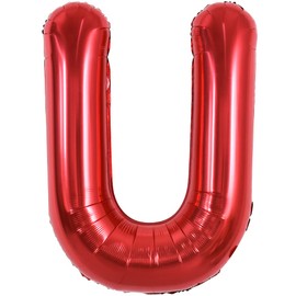 TONIFUL 40 Inch Large Bright Red Letter Balloons A-Z, Giant Jumbo Helium Foil Mylar Big Letter U Balloons for Birthday Party Anniversary Wedding Decorations