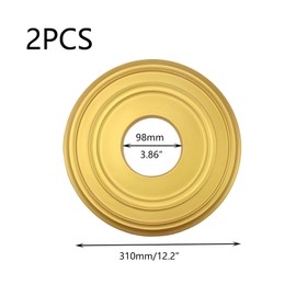 Crapyt 2 PCS Ceiling Medallion Large Ceiling Medallion Ceiling Fan Medallion for Light Fixtures and Ceiling Fans 12.2"OD x 3.86"ID Gold