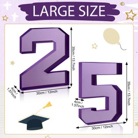CroBlissful 13.7" Graduation Charcuterie Letters Fillable Large 25 Cardboard Numbers Box Number Shaped Tray Candy Container Box for School Grad Birthday Party Supplies(Purple)