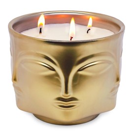 20 oz Gold Buddha Head Aromatherapy Candle, Apple & Cinnamon Scent, 3-Wick Soy Wax Candle for Relaxation and Meditation, Decorative Candle for Home Décor, Stress Relief Candle