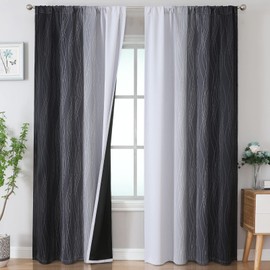 Estelar Textiler Black and Greyish White Blackout Curtains 84 Inches Long, Thermal Insulated Two Tone Drapes for Bedroom, Room Darkening Rod Pocket Ombre Curtains for Living Room,52Wx84L,2 Panels