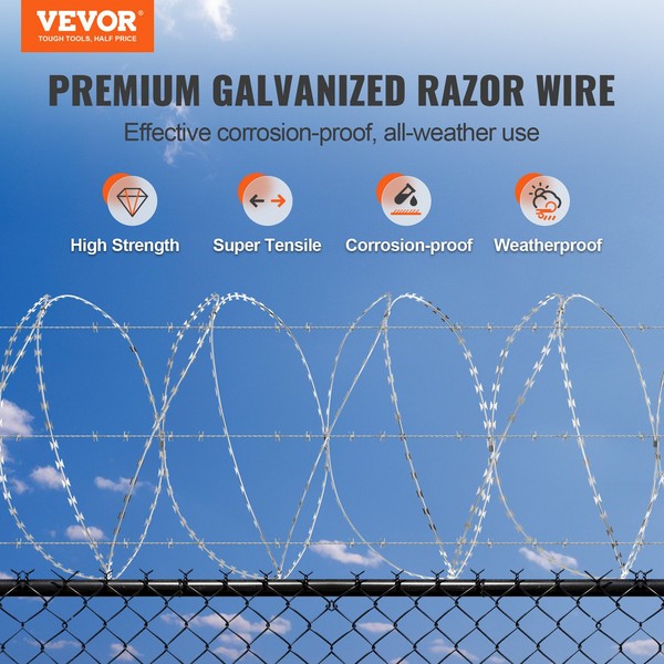 VEVOR Razor Wires - 98 ft Double Spiral Razor Barbed