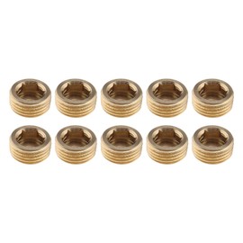 eMagTech 10pcs 1/2inch Brass External Thread Inner Hex Head Plug Adapter Fitting for Water Pipe Solar Tupe Pneumatic Tube Gold