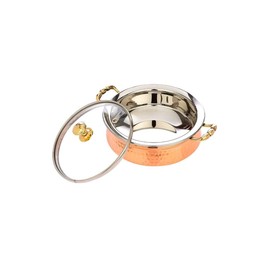 Bona fide pure copper bowl serve ware and table ware Copper steel bowl with lid,capacity 500 ml,serving bowl