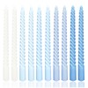 10 Inch Gradient Blue Spiral Taper Candle Set, 10 Pack