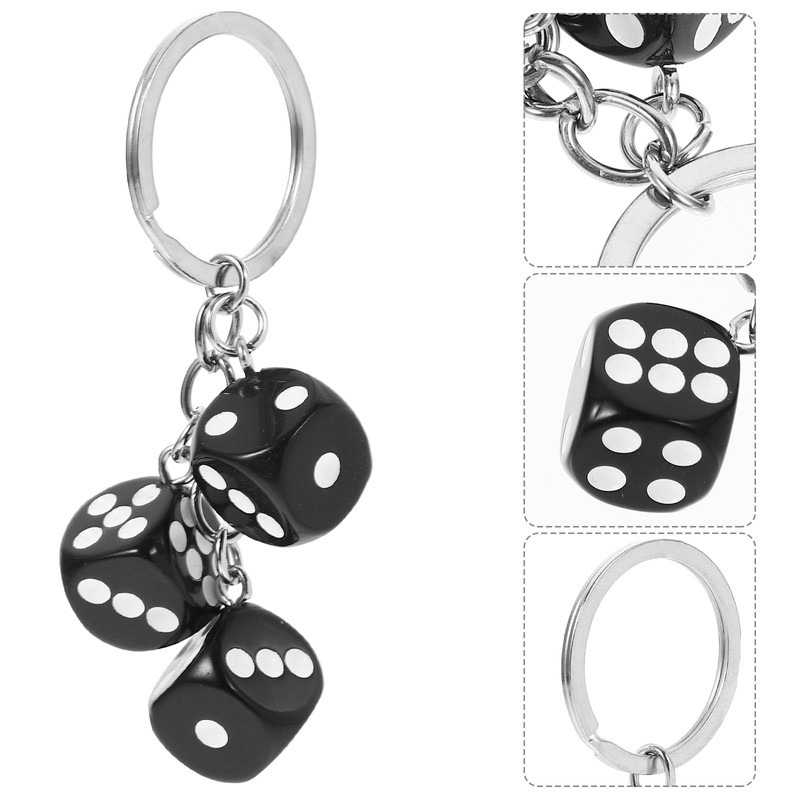 Kichvoe Dice Keyring Dice Keyring Black Cube Amulet Keychain Bag