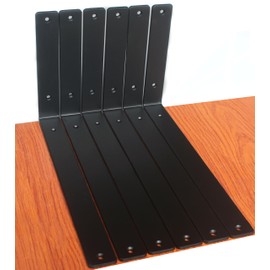 6 Pack - L 14" x H 8" x W1.5, 5mm Thick Black L Shelf Bracket, Iron Shelf Brackets, Metal Shelf Brackets, Floating Shelf, Shelf Supports with Screws